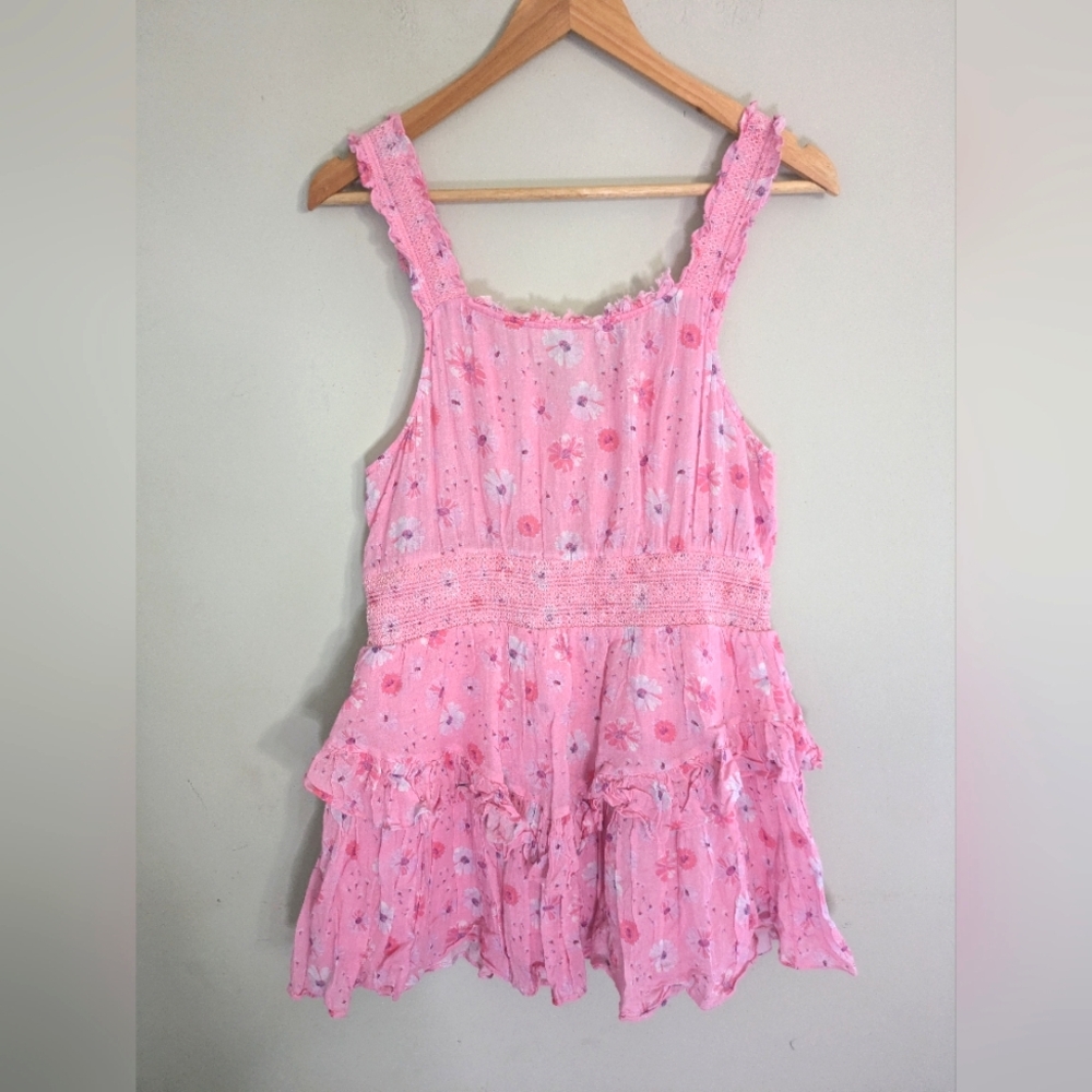 LoveShackFancy Norelli Pink Mini Ruffle Dress Size XL - Picture 7 of 8